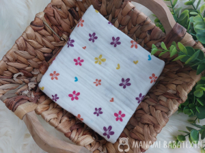 Pamut muszlin textil pelenka - színes virágok